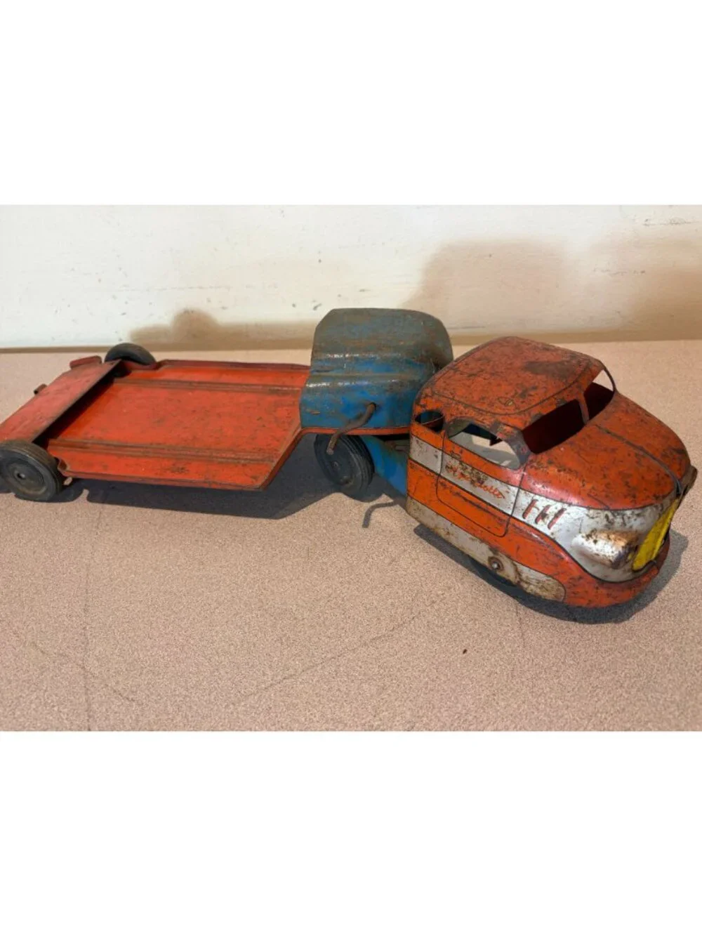 Vintage 1930-40’s Buddy L Wyandotte Express Press Steel Truck & trailer large!